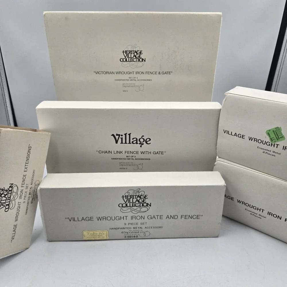 Vtg Dept 56 Mixed Lot Village Wrought Iron Gate and Fence & Estensions In Box